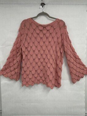 Christina Women’s Large Whimsical Fairycore Boho Scalloped Sweater Flare Sleeve
